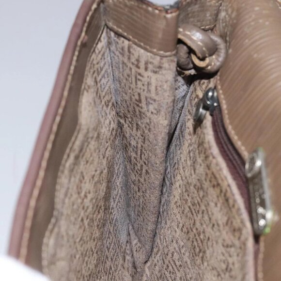 FENDI Zucchino Canvas Shoulder Bag Beige Auth 104456 - Picture 12 of 16